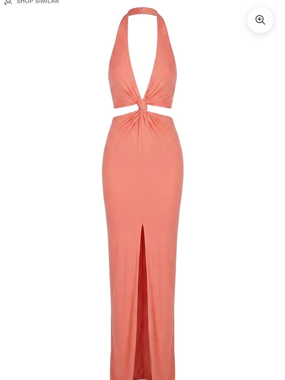 Halter Knot Cutout Maxi Dress in Coral